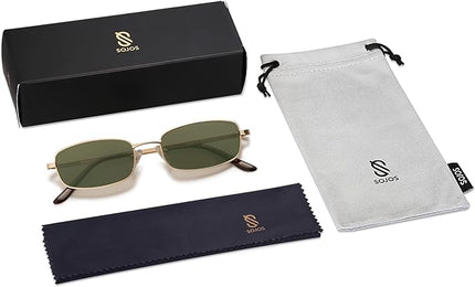 SOJOS Small Trendy Rectangle Sunglasses Womens Mens, Retro 80s 90s Y2k Chic Narrow Thin Skinny Sunnies SJ1187