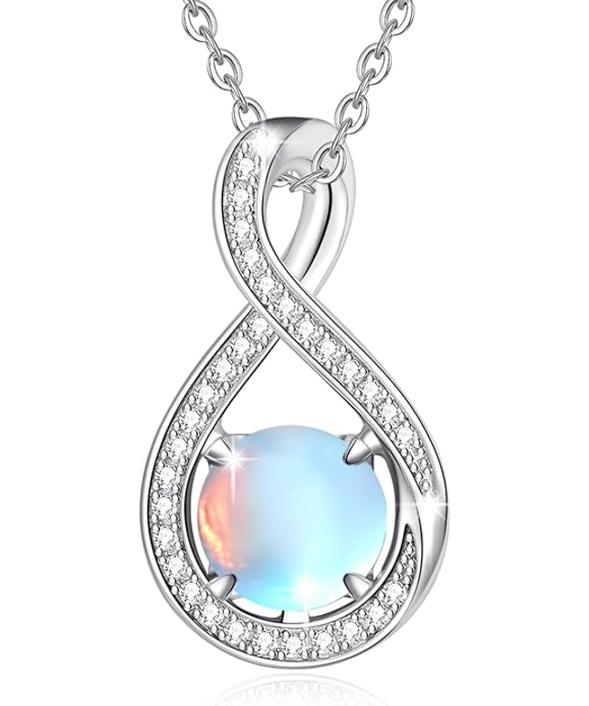 FANCIME Birthstone Necklaces for Women Fine Jewelry Sterling Silver Infinity Pendant Anniversary Birthday Gifts for Her Women Wife Mom Lady Daughter, Chain 16"+2" Extend
