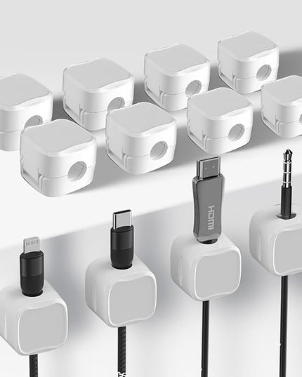 12 Pack Cable Clips, Cord Organizer, Cord Holder for Nightstand, Magnetic Cord Organizer, Strong Adhesive Charging Cable Keeper, Clip Holder