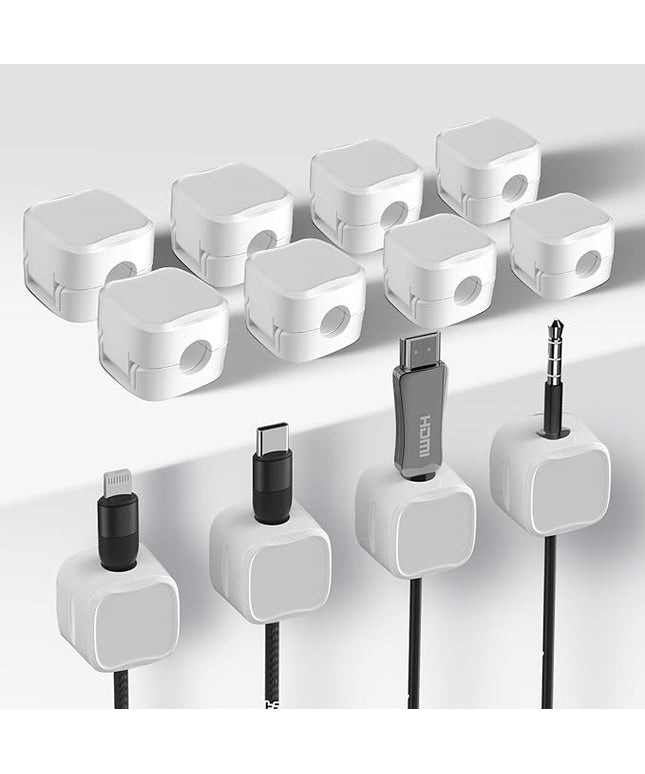 12 Pack Cable Clips, Cord Organizer, Cord Holder for Nightstand, Magnetic Cord Organizer, Strong Adhesive Charging Cable Keeper, Clip Holder