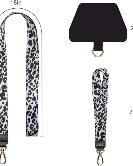 SHANSHUI Phone Lanyard, Universal Neck Strap and Wrist Tether Key Chain Holder with Phone Anchor Protection Compatible for Phone, Samsung Galaxy and All Smartphones - White Cheetah