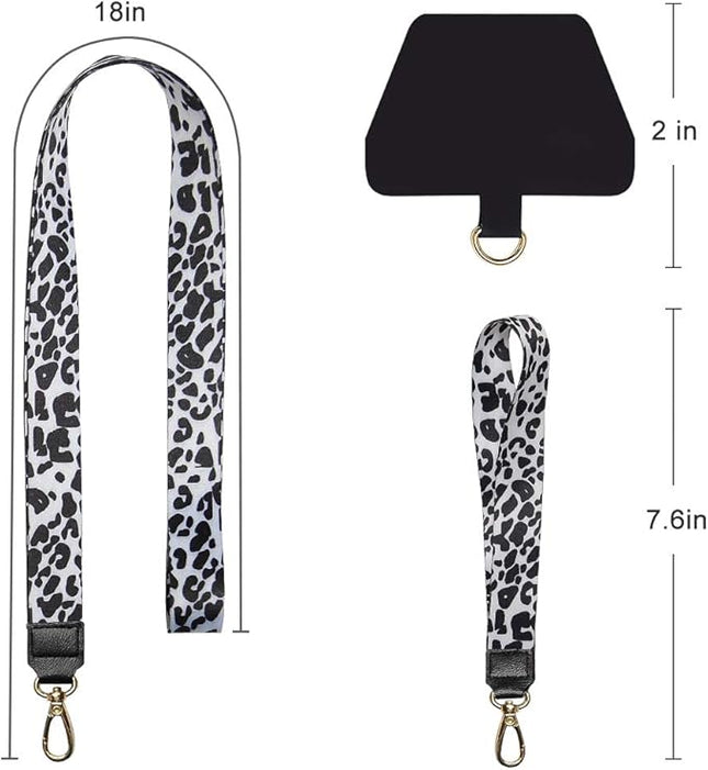 SHANSHUI Phone Lanyard, Universal Neck Strap and Wrist Tether Key Chain Holder with Phone Anchor Protection Compatible for Phone, Samsung Galaxy and All Smartphones - White Cheetah