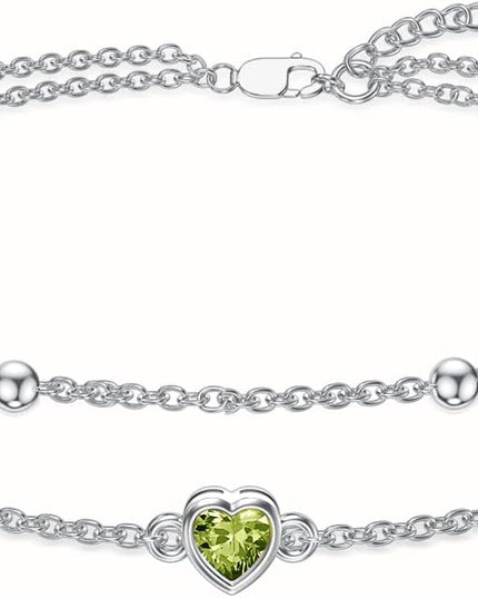 Dorunmo 925 Sterling Silver Heart Birthstone Anklet Bracelets for Women Best Mother's Day Birthday Jewelry for Wife Girlfriend Mom Daughter Her