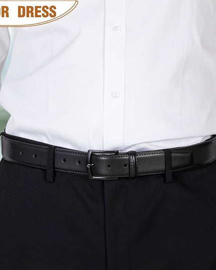 Men's Belt 2Pack Genuine Leather Belt for Men Dress Casual Golf Jeans Pants 1 3/8"