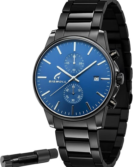 Stylish Stainless Steel Chronograph Watches for Men with a Hefty, Solid-Build Feel — Waterproof Quartz Mens Watches with Auto Date & Second Subdials, Valentines Day Gifts for Him, Boyfriend, Husband, Dad