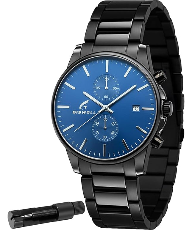 Stylish Stainless Steel Chronograph Watches for Men with a Hefty, Solid-Build Feel — Waterproof Quartz Mens Watches with Auto Date & Second Subdials, Valentines Day Gifts for Him, Boyfriend, Husband, Dad