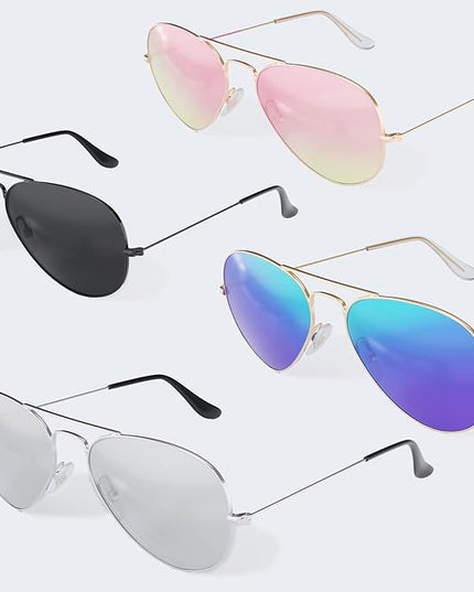 livho Sunglasses for Men Women Aviator Polarized Metal Mirror UV 400 Lens Protection (Gold Black)