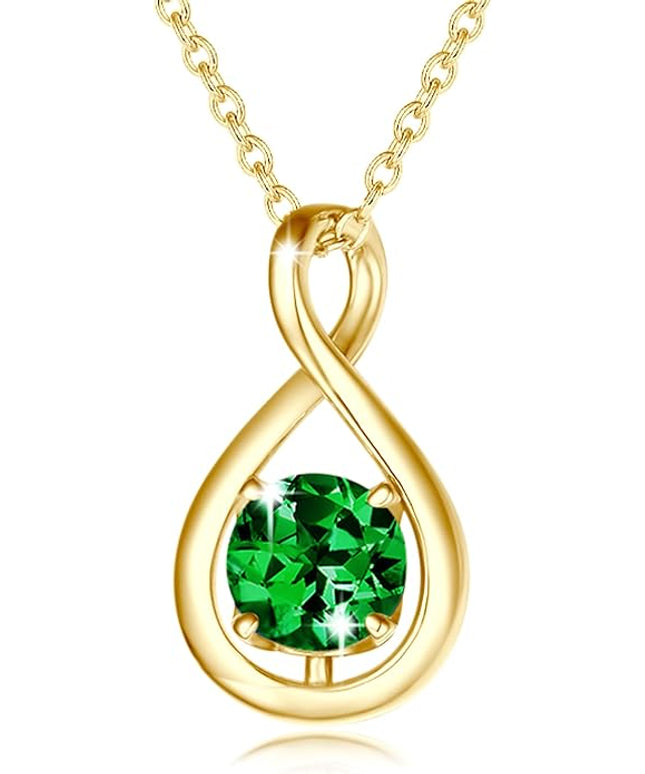FANCIME Birthstone Necklaces for Women Fine Jewelry Sterling Silver Dainty Infinity Pendant Anniversary Birthday Christmas Gifts for Her Wife Mom Lady Daughter, Chain 16"+2" Extend
