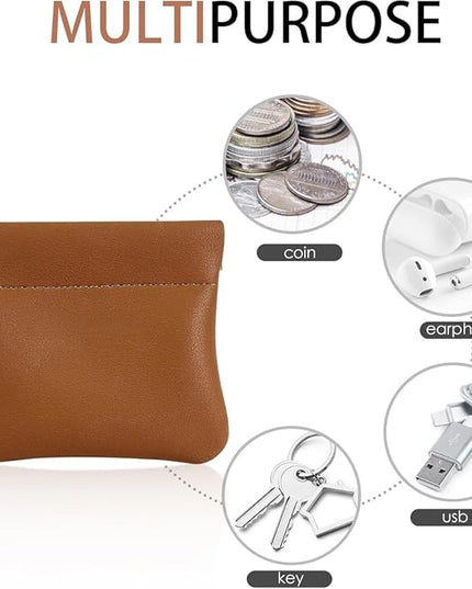 ZYLOXAR Squeeze Coin Purse Genuine Leather Wallet Compact Change Holder Travel Pouch for Women Gift Box (Brown)