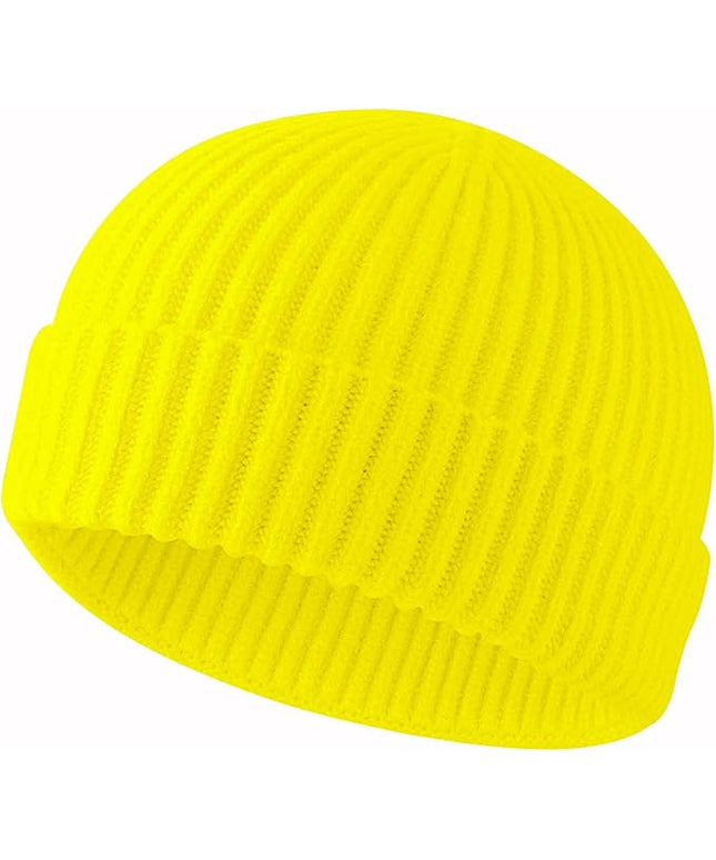 ROYBENS Swag Wool Knit Cuff Short Fisherman Beanie for Men Women, Winter Warm Hats