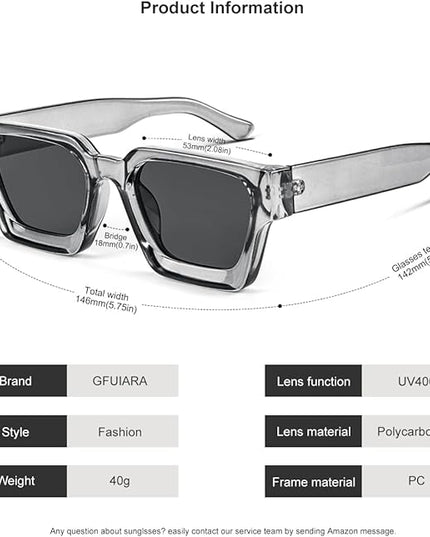 Trendy Square Sunglasses for Men Women Fashion Thick Rectangle Sun Glasses UV Protection Shades Designer Style