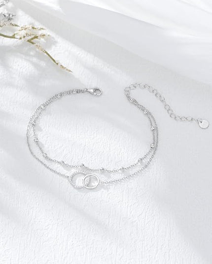 Dorunmo 925 Sterling Silver Infinity Heart Cross Circle Evil Eye Anklet Bracelets for Women Mother's Day Jewelry for Wife Girlfriend Mom Her