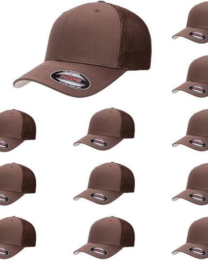 Flexfit 6511 Fitted Mid-Profile Stretchable Mesh Panels Trucker Cap | Bulk Pack Available