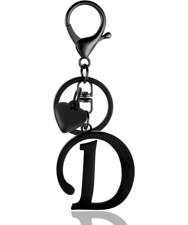 A-Z Heart Initial Letter Keychain, Stainless Steel Alphabet Charm for Handbags, Gift for Women and Girls