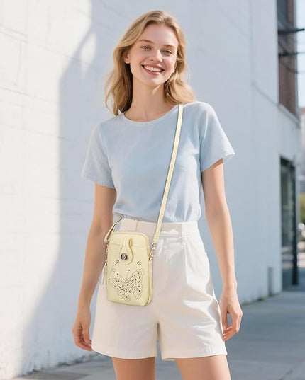 Small Crossbody Bags for Women, Lightweight Mini Cute Cell Phone Purse for Women with Tassel Shining Butterfly