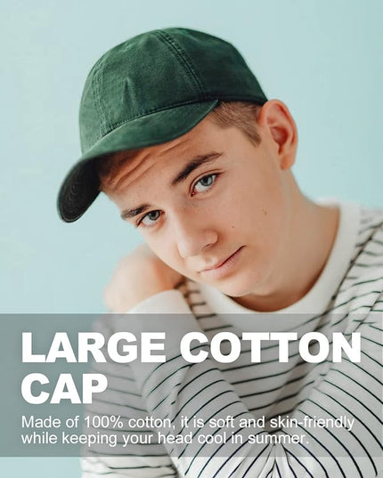 Zylioo XL XXL Oversize Baseball Cap, 100% Cotton Adjustable Dad Hat for Big Heads 23.5"-25.5", Soft Crown Large Size Cap
