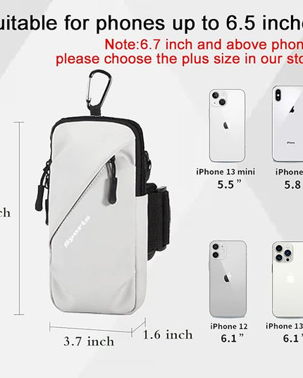Phone Holder, Small Crossbody Shoulder Holsters Bag with Arm Band, Fits iPhone and Android, Use for Running, Walking, Hiking & Biking (6.7 Inches, Grayish White)