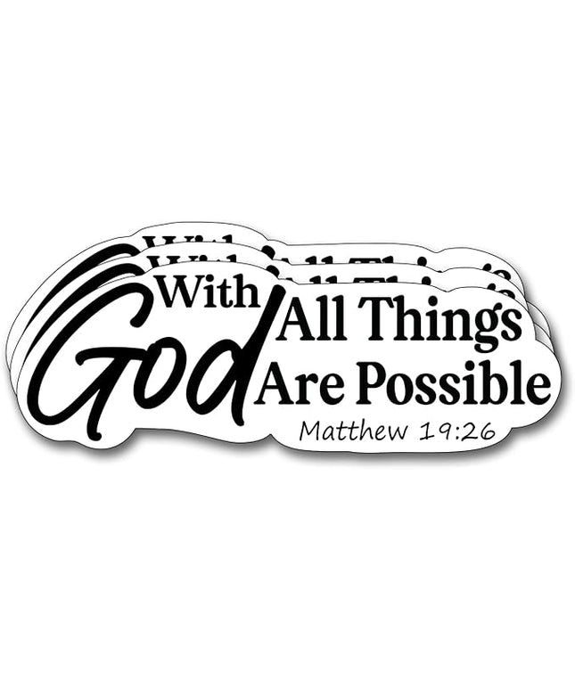 (3Pcs) with God All Things are Possible Sticker Christian Gifts Decorate Books Laptop Phone Water Bottles Kindles Stickers Tumbler Sticker Waterproof Vinyl Decorate 3" Inch