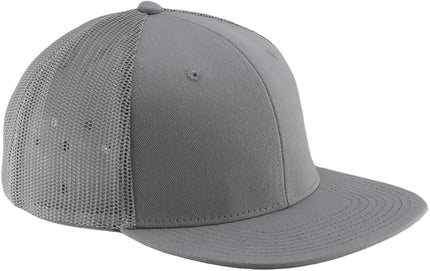 Flat Bill Snapback Mesh Hats | Fits OSFM & XXL Big Head | Blank Solid Color Adjustable Trucker Hat for Men