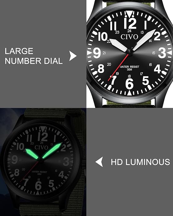 CIVO Analog Wrist Watches for Men: Waterproof Stainless Steel Mens Watches - Silver Watch with Easy Read Dial Men's Watch for Gift