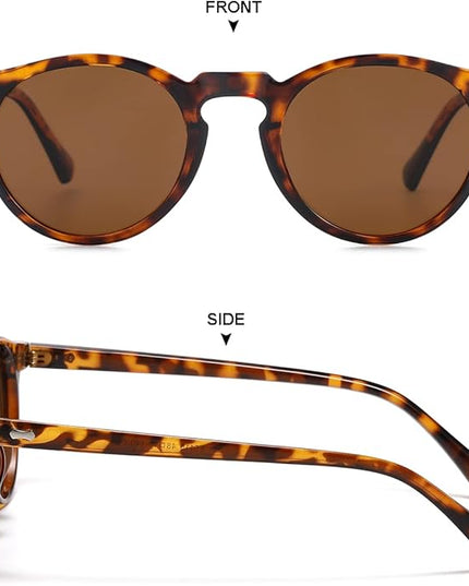 Gleyemor Vintage Polarized Sunglasses for Men Round Sunglasses UV400 Protection Retro Hand-crafted Acetate Frame