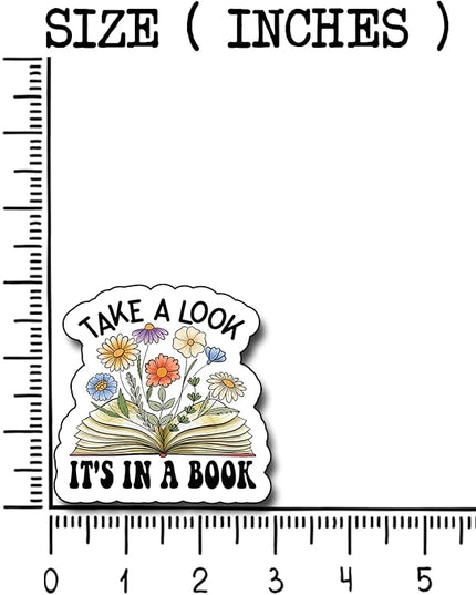 (3Pcs) Take a Look It's in a Book Sticker, Decorate Books Laptop Phone, Water Bottles Kindles Stickers, Tumbler Waterproof Vinyl Decorate Sticker 3" Inch
