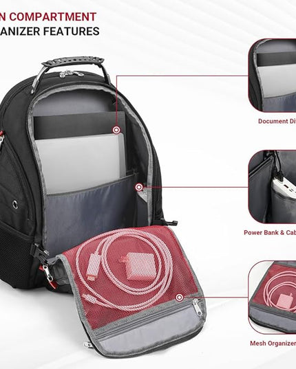 star cloud 17 Inch Travel Laptop Backpack,Business Tech Backpack with USB & Type-C Charging Port,180°TSA Friendly Travel College Work Backpack with Multiple Organizer Pockets for Men