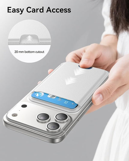 TWZKG for MagSafe Wallet, 3 Card Holder, Slim Magnetic Phone Wallet for iPhone 17/16/15/14/13/12 Pro Max Plus Air Series,RFID Blocking Vegan Leather,White