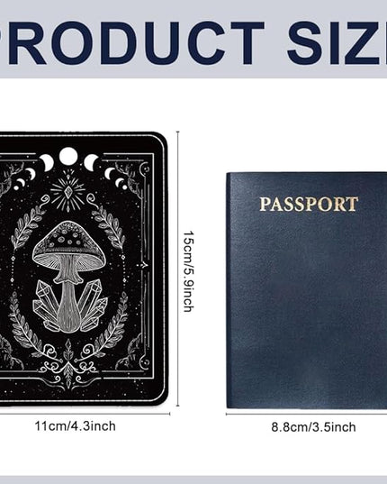 PU Leather Passport Holder Cover 5.9×4.3 Inch with Credit Card Slot and Boarding Pass Slot Combo Blocking Passport Holder Wallet Cover Case for Travel Boarding Essentials (Mushroom)