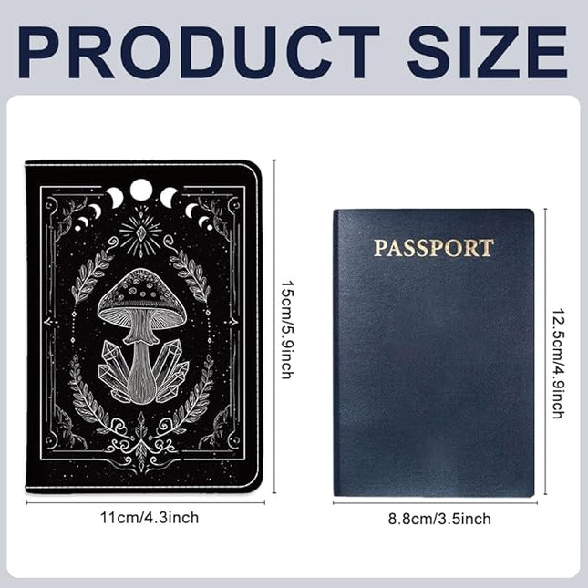 PU Leather Passport Holder Cover 5.9×4.3 Inch with Credit Card Slot and Boarding Pass Slot Combo Blocking Passport Holder Wallet Cover Case for Travel Boarding Essentials (Mushroom)