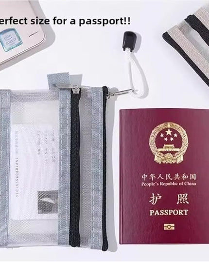 3 Pack Travel Document Organizer Case with Dual Zipper Card Pouch Mesh Small Travel Pouch Passport Holder Passport Wallet for Travel Essentials ID Cards Credit Card Money Coins Air Tickets