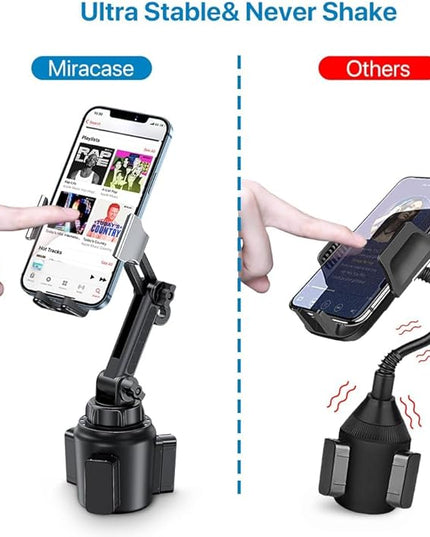 Miracase Cup Phone Holder for Car, [Upgraded Version] Adjustable Long Neck Car Cup Holder Phone Mount Cradle Friendly Compatible with iPhone Samsung Google and All Smartphones, Silver