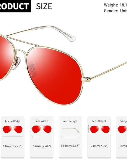 Joopin Polarized Metal Aviation Sunglasses Men, Classic Military Sun Glasses Women, Rectangle Shades UV400 Protection Costume