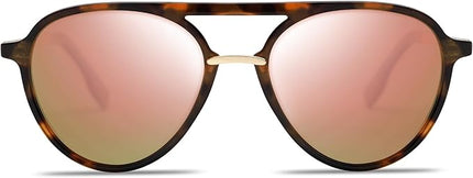 SOJOS Retro Aviator Polarized Sunglasses for Women Men Double Bridge Ladies Shades