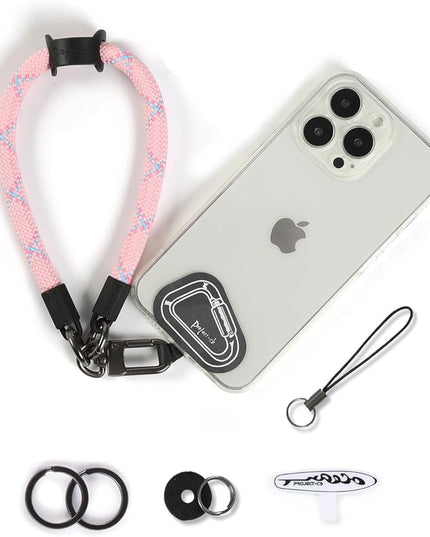 project-cb Hand Wrist Phone Strap,Phone Lanyard Patch ×2,Cell Phone Case Holder,Wristlet Strap for Key,AirPods,Camera (Pink, 15.7inch)
