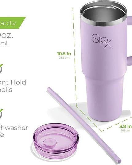 SIPX™ 30 oz Insulated Tumbler with Handle & Straw – Vacuum Insulated Stainless Steel, Leakproof, Cupholder Friendly – Perfect for Iced Coffee, Water & Travel – Purple