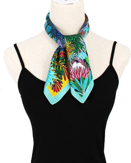 ANDANTINO 100% Real Mulberry Silk Scarf -21'' x 21''- Lightweight Neckerchief –Women Men Small Square Digital Printed Scarves
