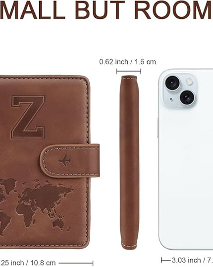 Passport Holder Cover Personalized Initial Letter A-Z Travel Wallet RFID Blocking Passport Cover Holder for Travel Passport Book Holders for Women and Men, Brown-Z