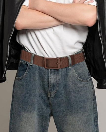 DOOPAI Stretch Canvas Belt for Men, Adjustable Elastic Holeless Web Belt for Casual, Golf, and Work, with Bottle Opener