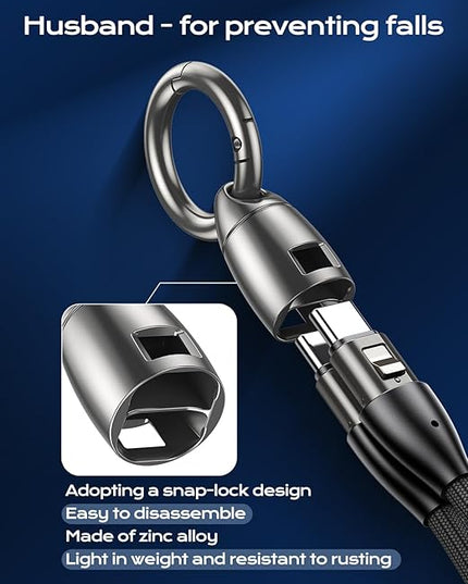 Phone Lanyard Crossbody USB C Cable, PD 240W USB C to USB C Cables, Anti Theft Phone Strap Universal Cell Phone Neck lanyard for iPhone/Samsung/Android Phones, Daily & Outdoor Activities(Black/3.93ft)