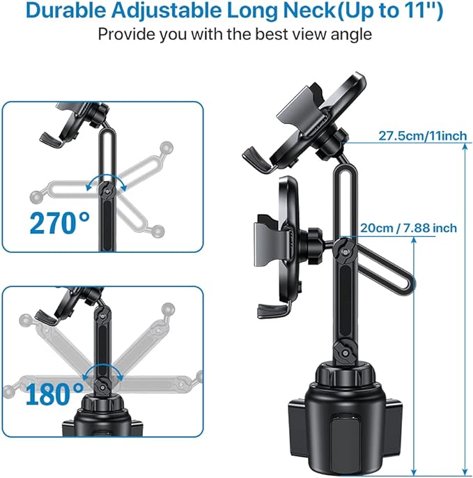 Miracase Universal Cup Phone Holder for Car, [Upgraded Version] Adjustable Long Neck Car Cup Holder Phone Mount Cradle Friendly Compatible with iPhone Samsung Google and All Smartphones, Blue