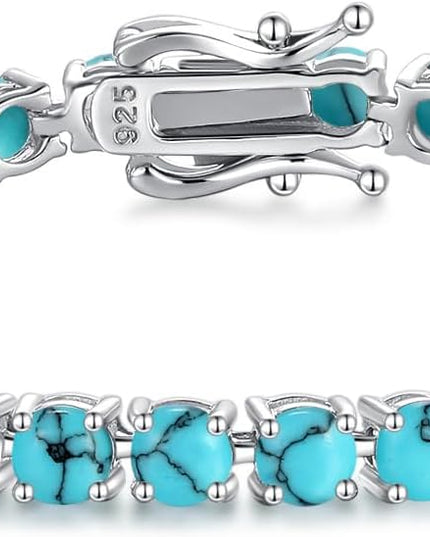 FANCIME Birthstone Bracelet Sterling Silver Gemstone Tennis Bracelets Fine Jewelry Wedding Bridal Prom Birthday Gift for Women Her, Length 7.2 Inch Width 4mm