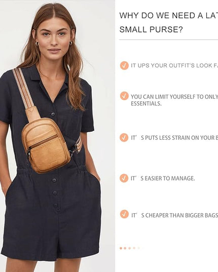 Sling Bag For Women Faux Leather Small Casual Daypack Backpack Fanny Pack Crossbody Chest Bags Purse