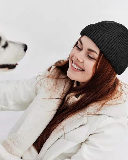 ROYBENS Wool Fisherman Beanie for Men Women, Knit Cuffed Fleece Lined Beanies Winter Warm Hat Skull Cap Unisex