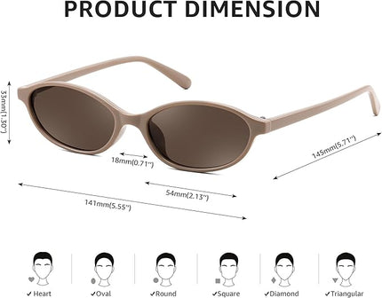 FEISEDY Retro Oval Cat Eye Sunglasses for Women 90s Narrow Lightweight Shades Y2k Trendy Sunnies B0257