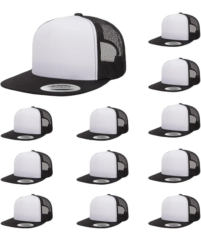 Yupoong 5-Panel YP Classic Trucker Cap | High Profile Flat Visor Snapback | OSFM | Bulk Packs Available