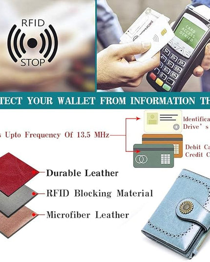 SENDEFN Small Womens Wallet Leather Bifold Card Holder RFID Blocking with Zipper Coin Pocket