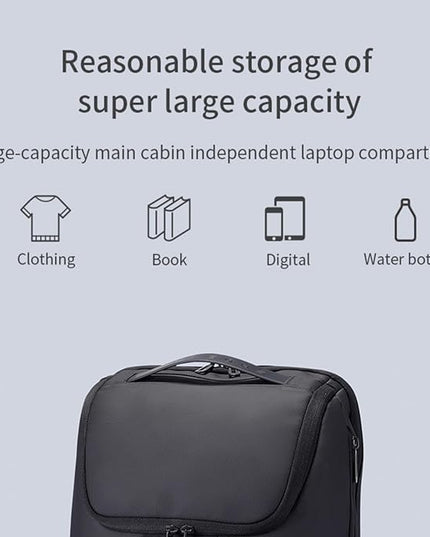 Kingsons Travel Backpack for Men, 19L Black Business Backpack with 15.6 Inch Laptop Compartment, Waterproof Polyester College Bookbag, Luggage Sleeve for Travel & Work