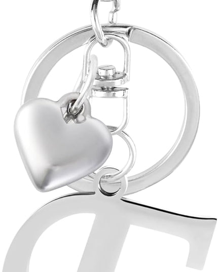 A-Z Heart Initial Letter Keychain, Stainless Steel Alphabet Charm for Handbags, Gift for Women and Girls