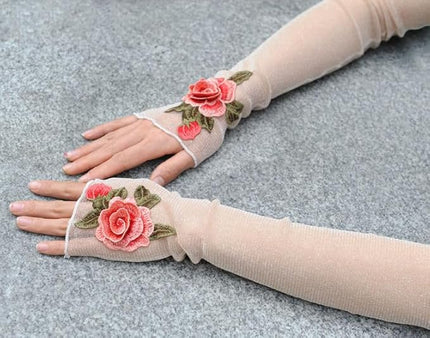 Specell Embroidered Flowers Lace Fingerless Gloves - for Bridal Wedding Cocktail Tea Party Evening Prom Costumes Cosplay